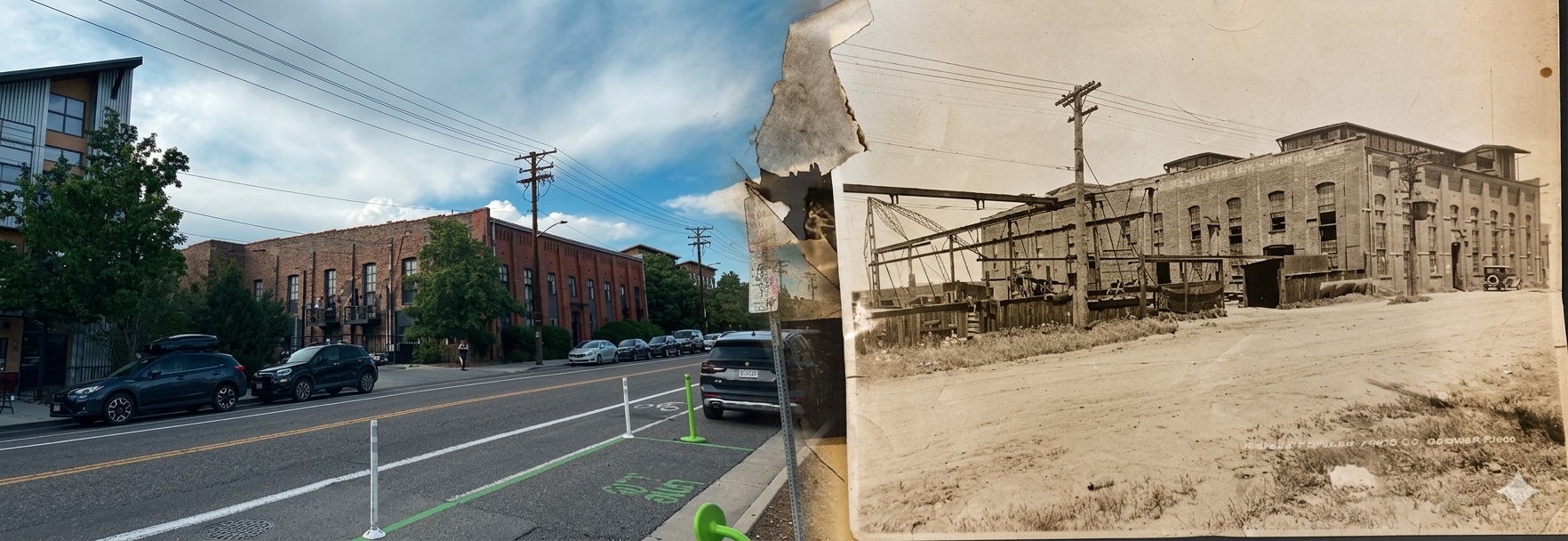Then and now — the same block photographed a century apart